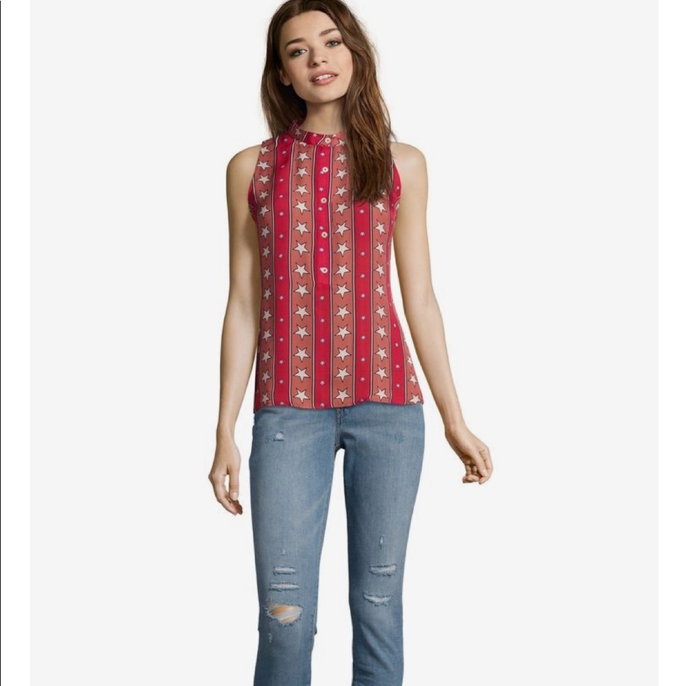 NEW • Tucker NYC • Sleeveless Henley Top Stars